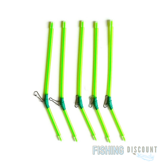 10x Anti-Tangle Abstandshalter – 25 cm neongrün mit Sicherheitskarabiner