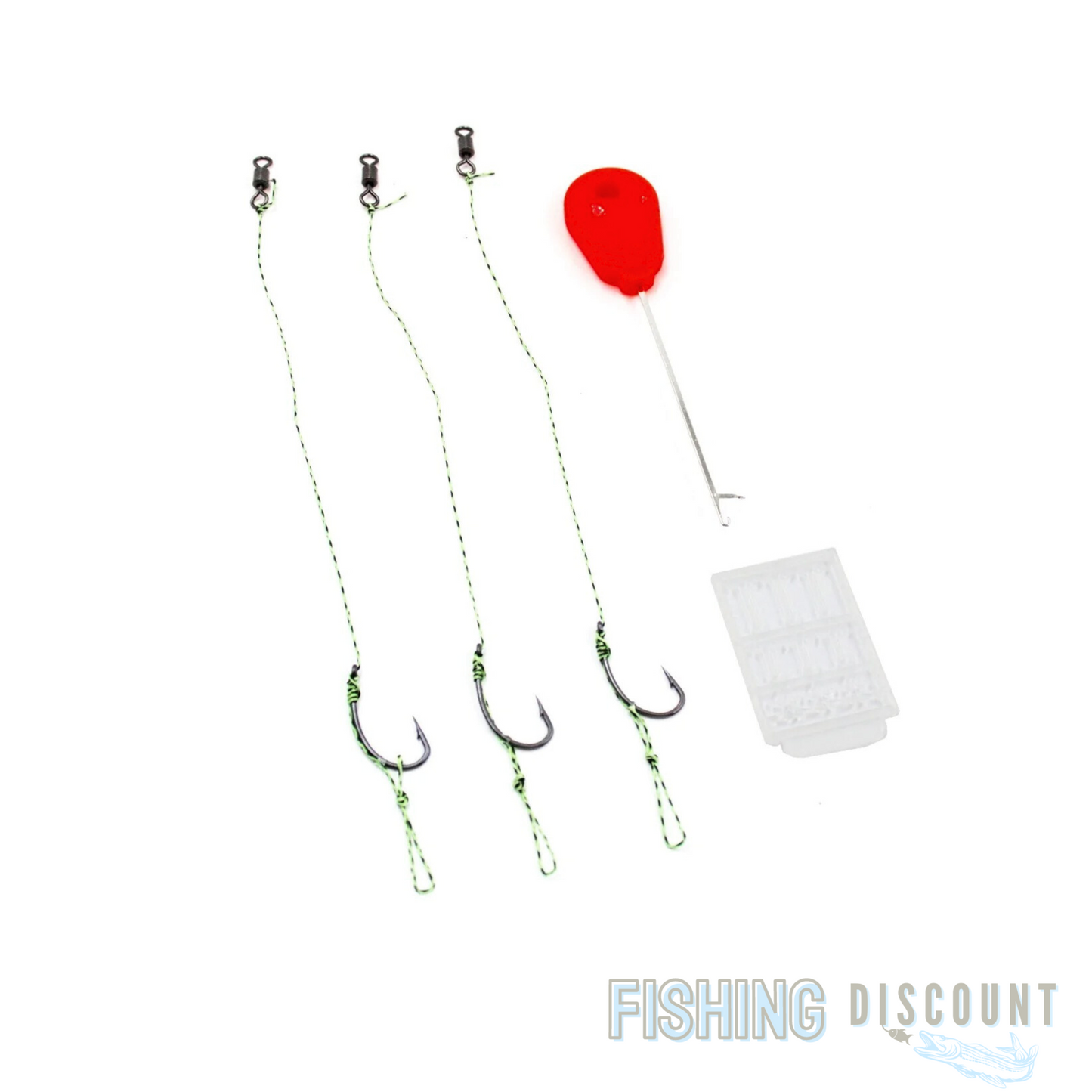 Karpfen Fertigmontage Set | Boilie-Vorfächer mit Haken – inkl. Boilienadel & Stopper