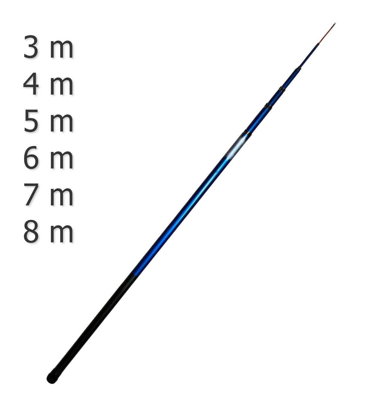MIRACLE FISH Teleskop-Stipprute 3m 4m 5m 6m 7m 8m – Angelrute 80–120 g in  Blau-Silber – fishingdiscount