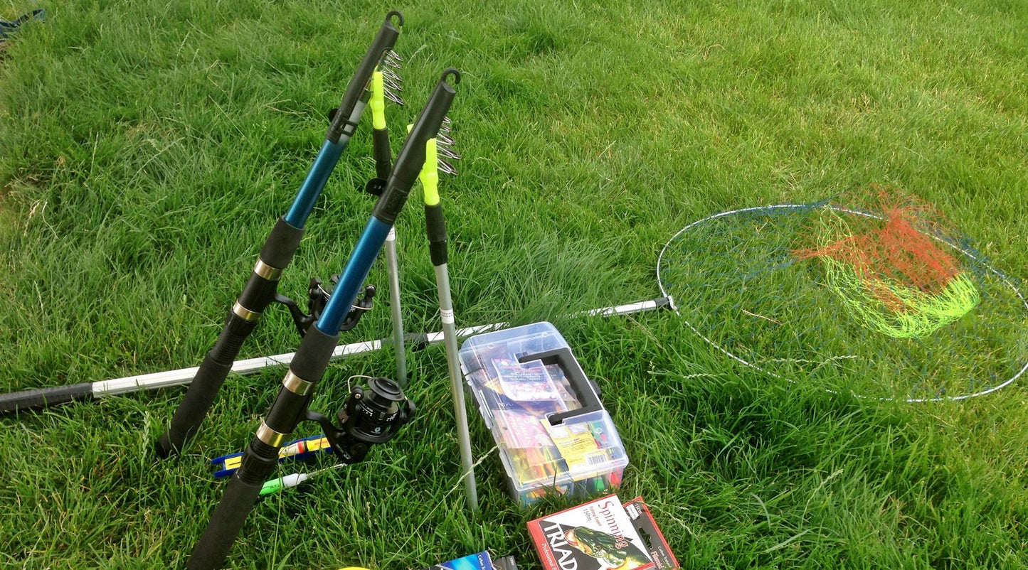 Angelset Startset 2Rute+ 2Rolle +Kescher+ Zubehör 146 Teile Forelle