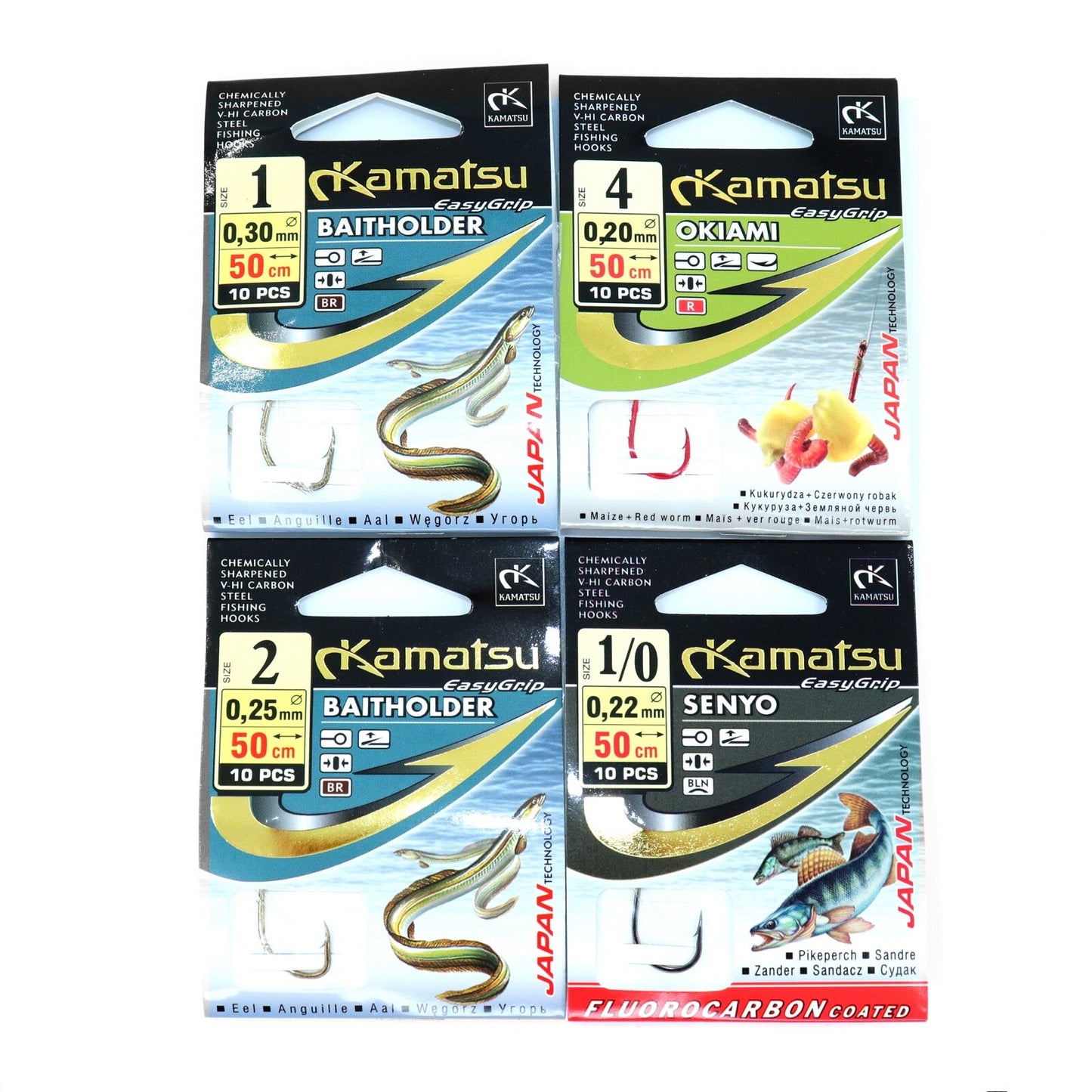 Kamatsu Raubfisch Vorfachhaken Set – 40 Stück in 4 Sorten (gebunden) N1