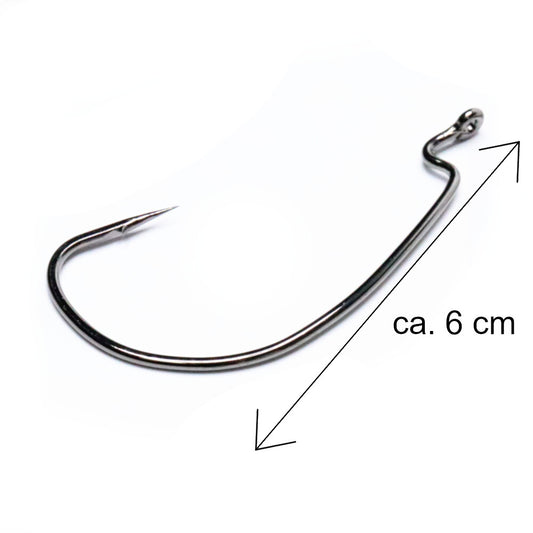 10 Stück Offsethaken Gummifisch Wide Gap Haken Raubfischhaken Jig hook mit Öse
