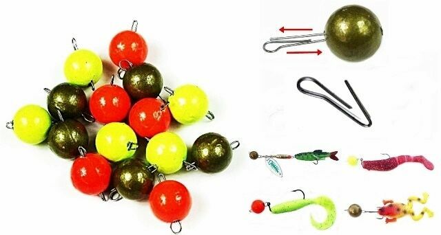 Gefärbte Jigkopf Bleikugel-Set – 30 Stück in 2–40 g mit Clip für Gummifische