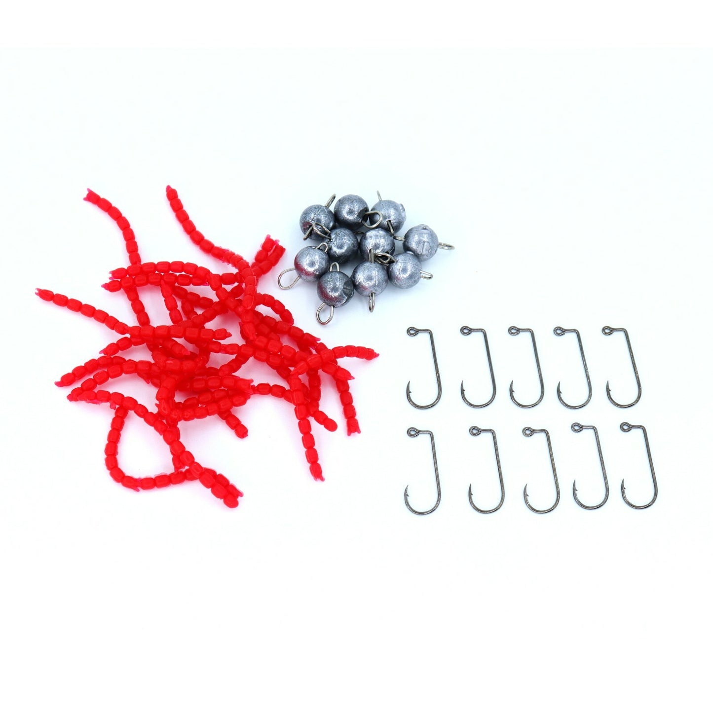 50 Teile Angelset für Raubfisch – Silikonwürmer, Jigköpfe, Cheburashka