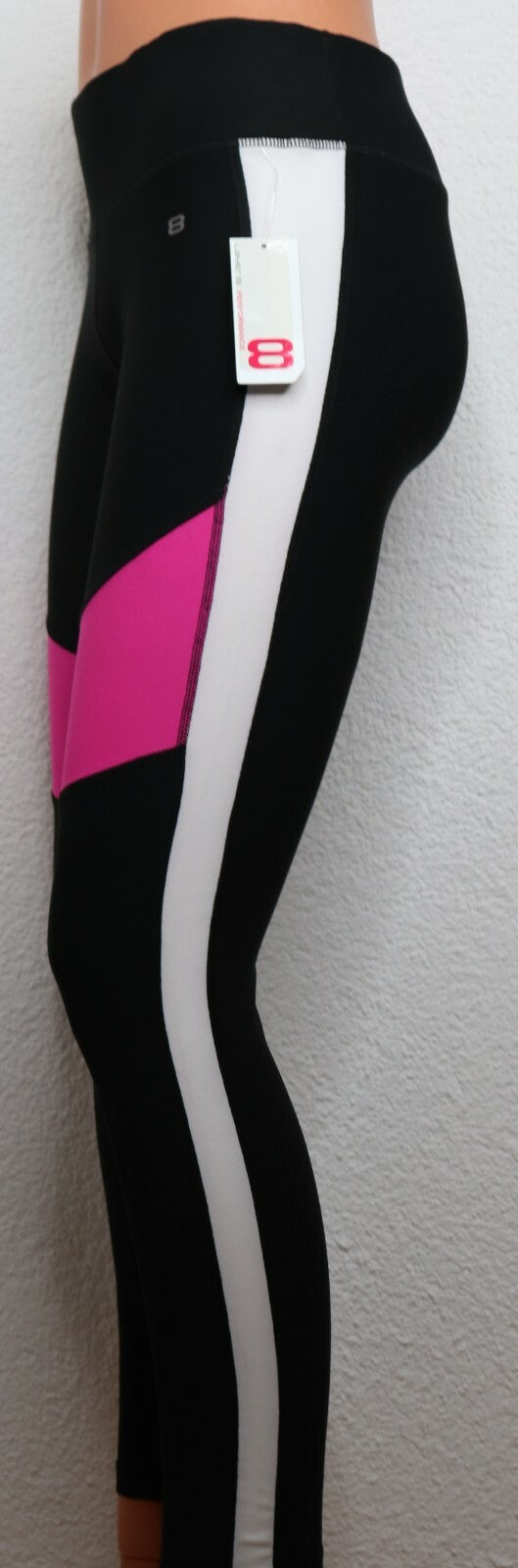 Damen Sport Fitness Leggings LAYER 8 Gr.S M L Hose Jogging Schwarz/Streifen lang