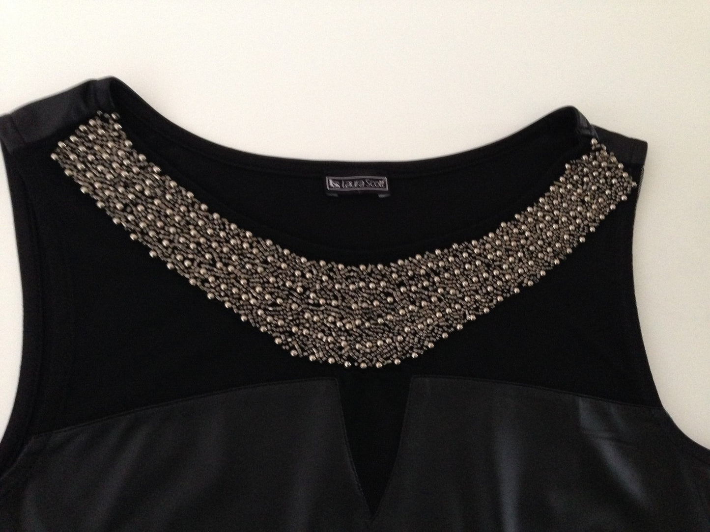 Top Damen Schößchentop schwarz Lederimitat Corsagen-Look NEU