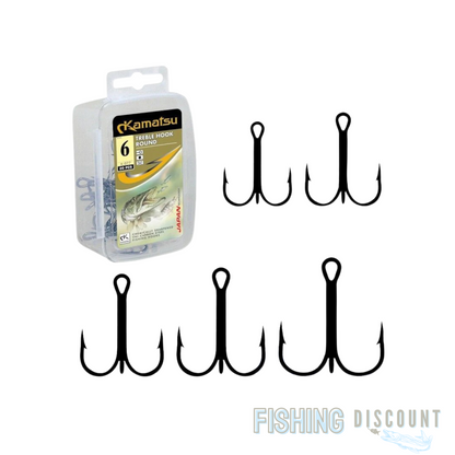 10 Stück | Kamatsu Drillingshaken Drillinge Angelhaken Rund – Carbon Stahl