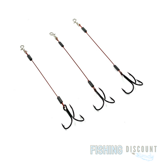1x7 Stinger Rig Montage Leader Haken Hook Beschichtet mit Clip Größe 4 6 8