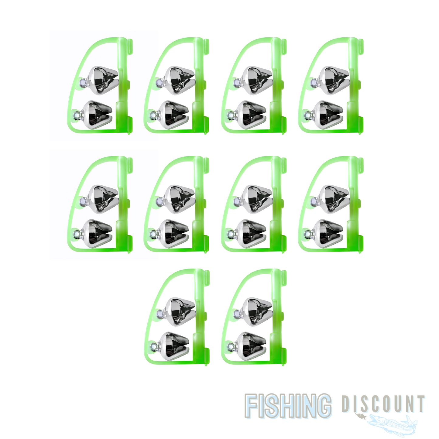 10 Stück | Fluo Doppel-Angelglocken – Universal Aalglocken für Nacht- & Grundangeln