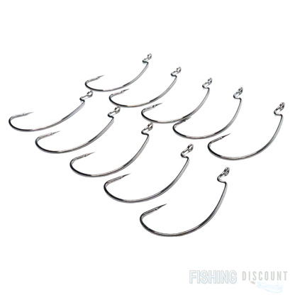 10 Stück Offsethaken Gummifisch Wide Gap Haken Raubfischhaken Jig hook mit Öse
