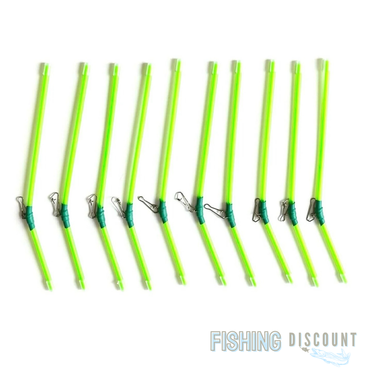 10x Anti-Tangle Feeder Boom – 20 cm Neon Grün mit Karabiner