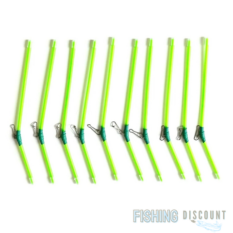 10x Anti-Tangle Feeder Boom – 20 cm Neon Grün mit Karabiner & Wirbel