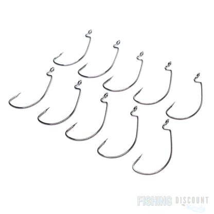 10 Stück Offsethaken Gummifisch Wide Gap Haken Raubfischhaken Jig hook mit Öse