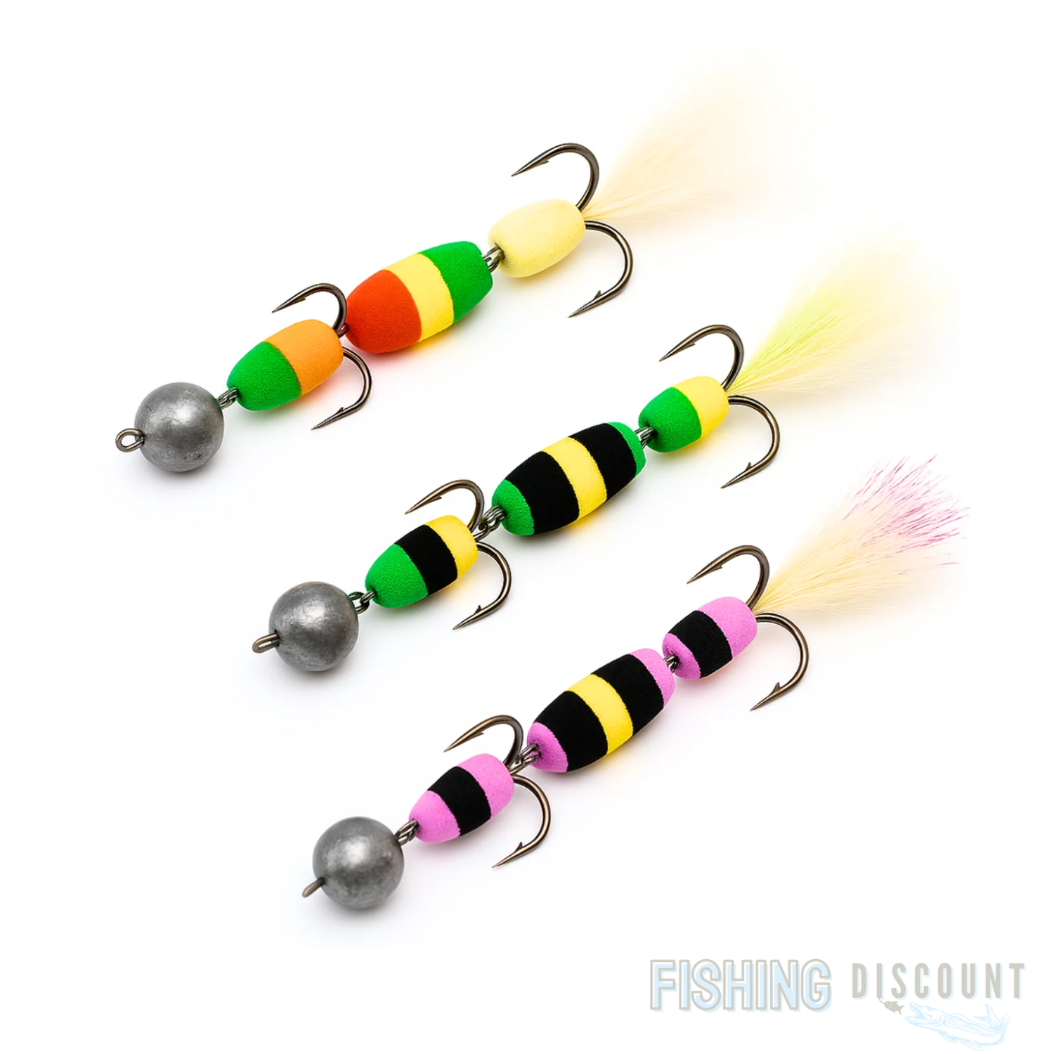 Zanderkiller Set  3 Kder + 3 Cheburashka-Bleie 8g | 12g | 20g | 30g |  40g - 8 g