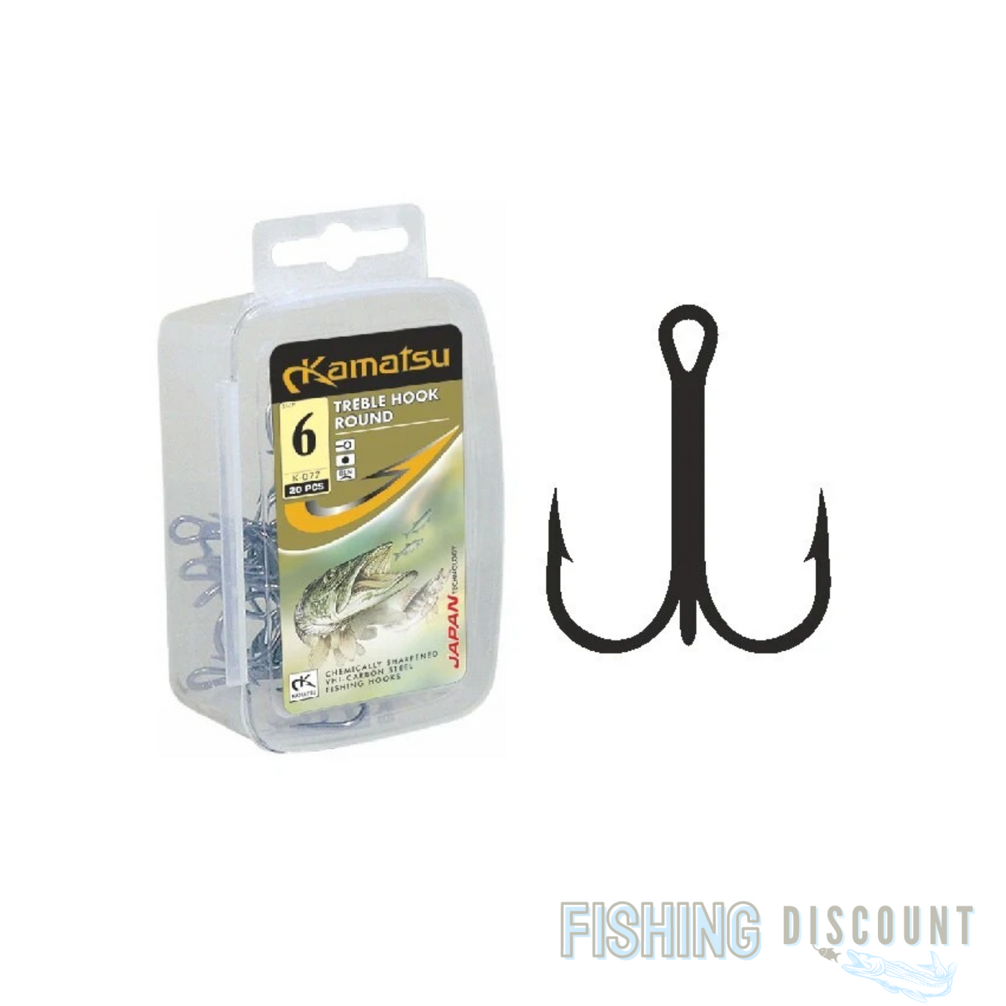 10 Stück | Kamatsu Drillingshaken Drillinge Angelhaken Rund – Carbon Stahl