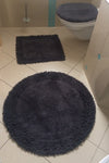 Badteppich Badgarnitur Teppich Badematte Toilettenbezug Duschvorleger grau neu