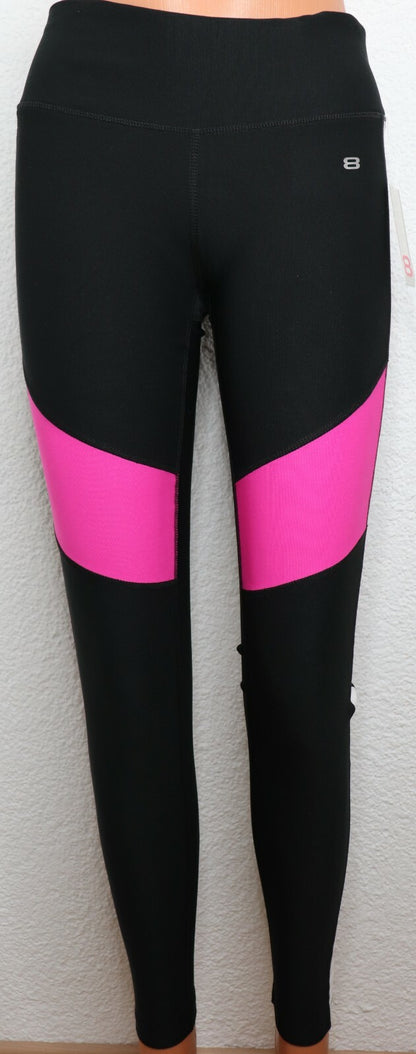 Damen Sport Fitness Leggings LAYER 8 Gr.S M L Hose Jogging Schwarz/Streifen lang