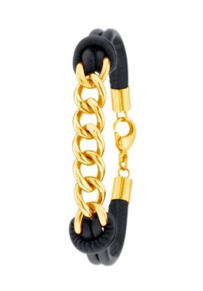 Armband Firetti Edelstahl goldfarben NEU Lederband 29,99€