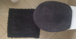 Badteppich Badgarnitur Teppich Badematte Toilettenbezug Duschvorleger grau neu