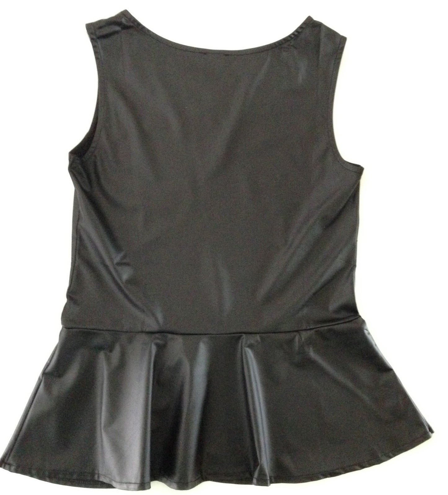 Top Damen Schößchentop schwarz Lederimitat Corsagen-Look NEU