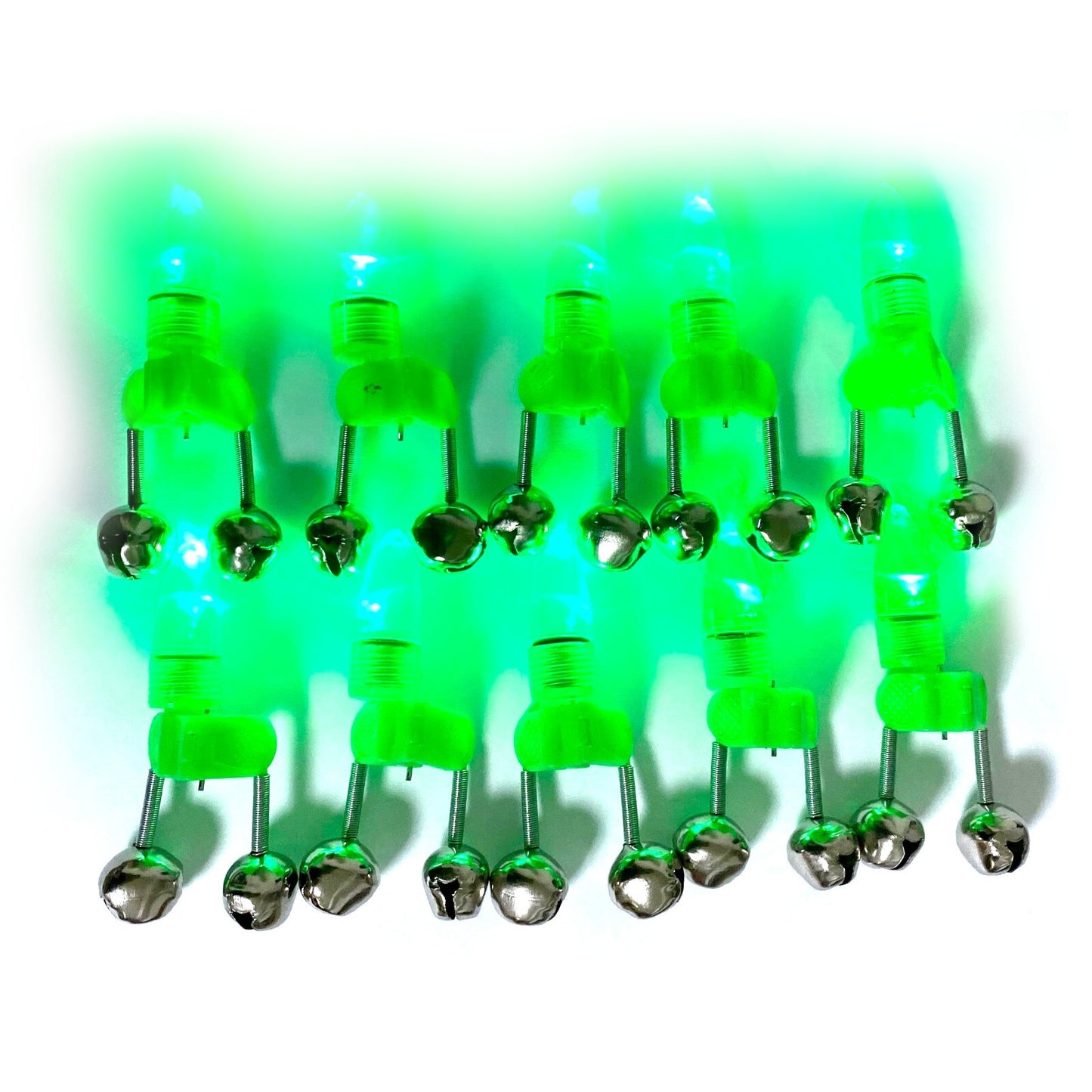 10 Stück | LED Angelglocken mit Batterie – Leuchtende Aalglocken für Nachtangeln