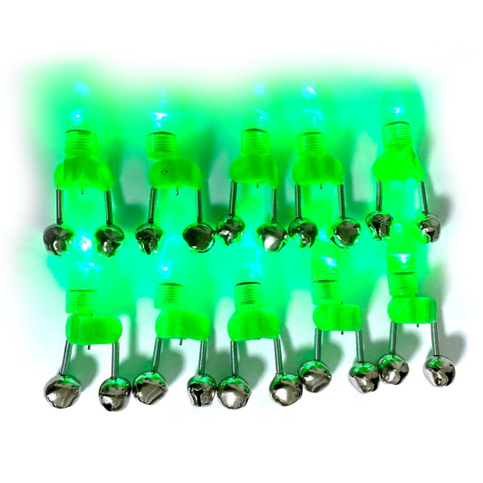 10 Stück | LED Angelglocken mit Batterie – Leuchtende Aalglocken für Nachtangeln