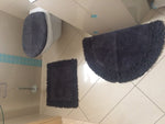 Badteppich Badgarnitur Teppich Badematte Toilettenbezug Duschvorleger grau neu