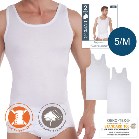 2er Pack Baumwolle Unterhemd Achselhemd Shirt ärmellos weiß  5/M-7/XL