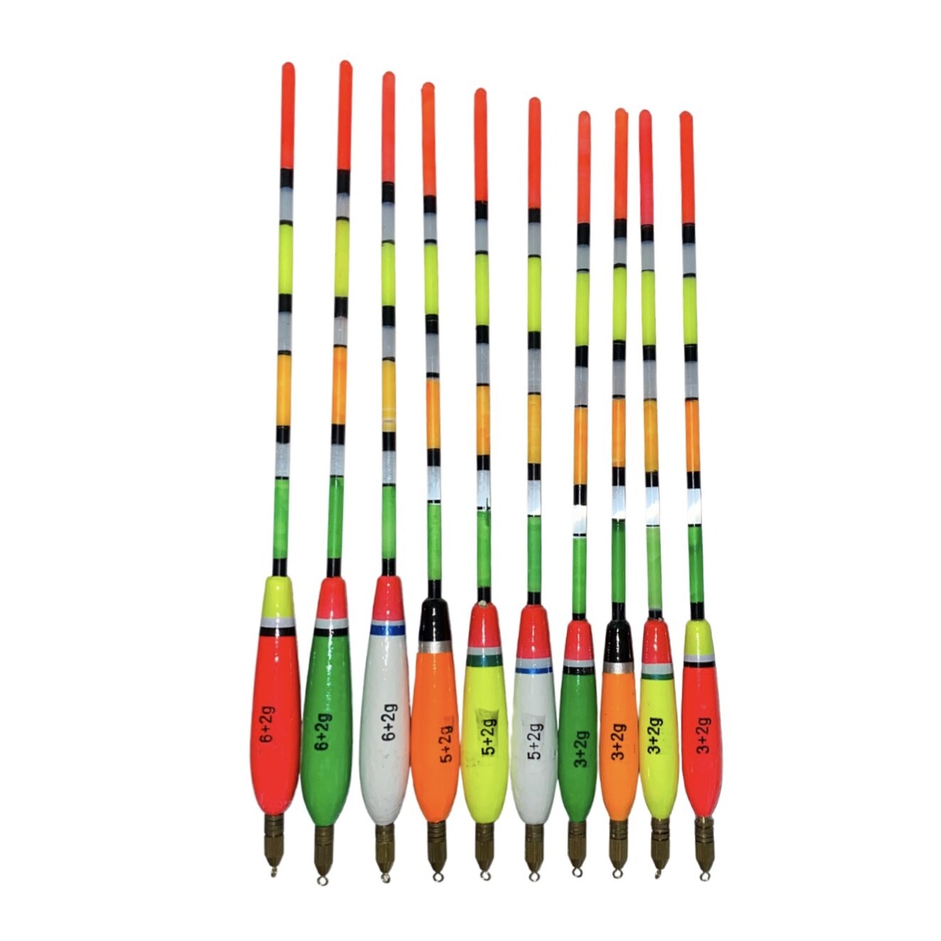 10 WAGGLER Vorgebleite Posen MIX Set Schwimmer 3g-6g+2g NEU Neon Farben