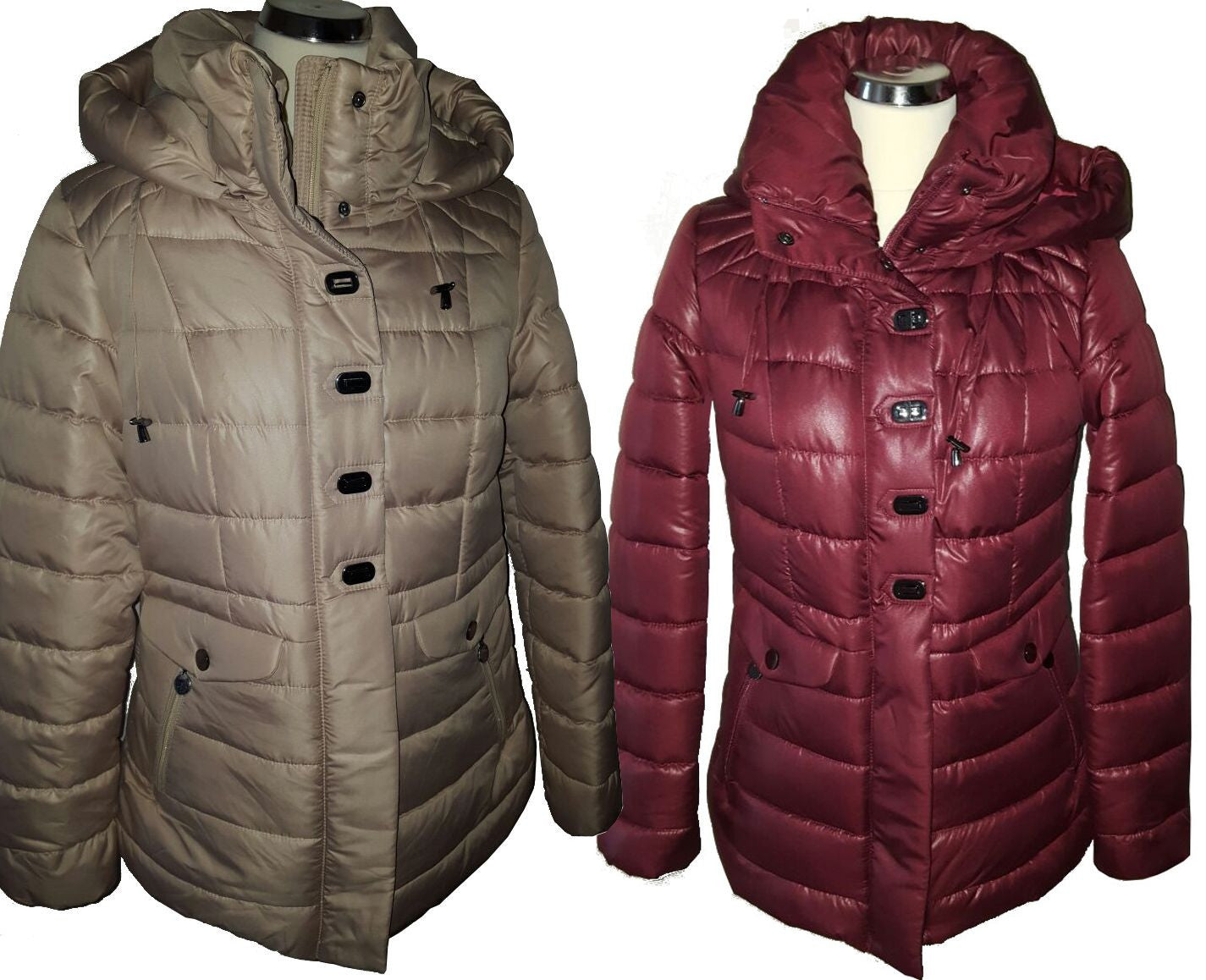 Steppjacke Damen Winterjacke Jacke warm wattiert bordeaux-rot oder beige