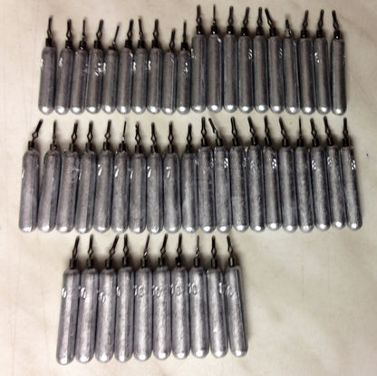 100 DropShot Blei Set  Zanderblei  Sortiment 3,4,5,6,7,8,10,12,15,25 Gramm je 10