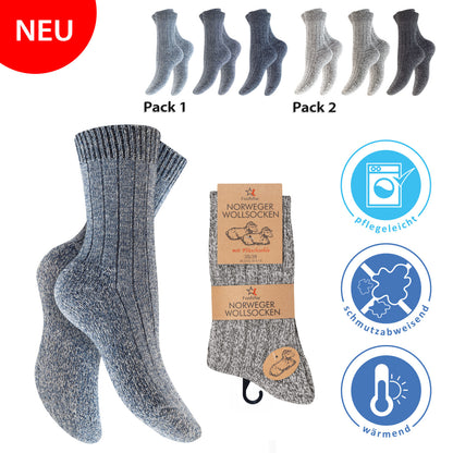 3-6 Paar Norweger Socken Wolle  Größen 39-46  Wintersocken Wollsocken Natur