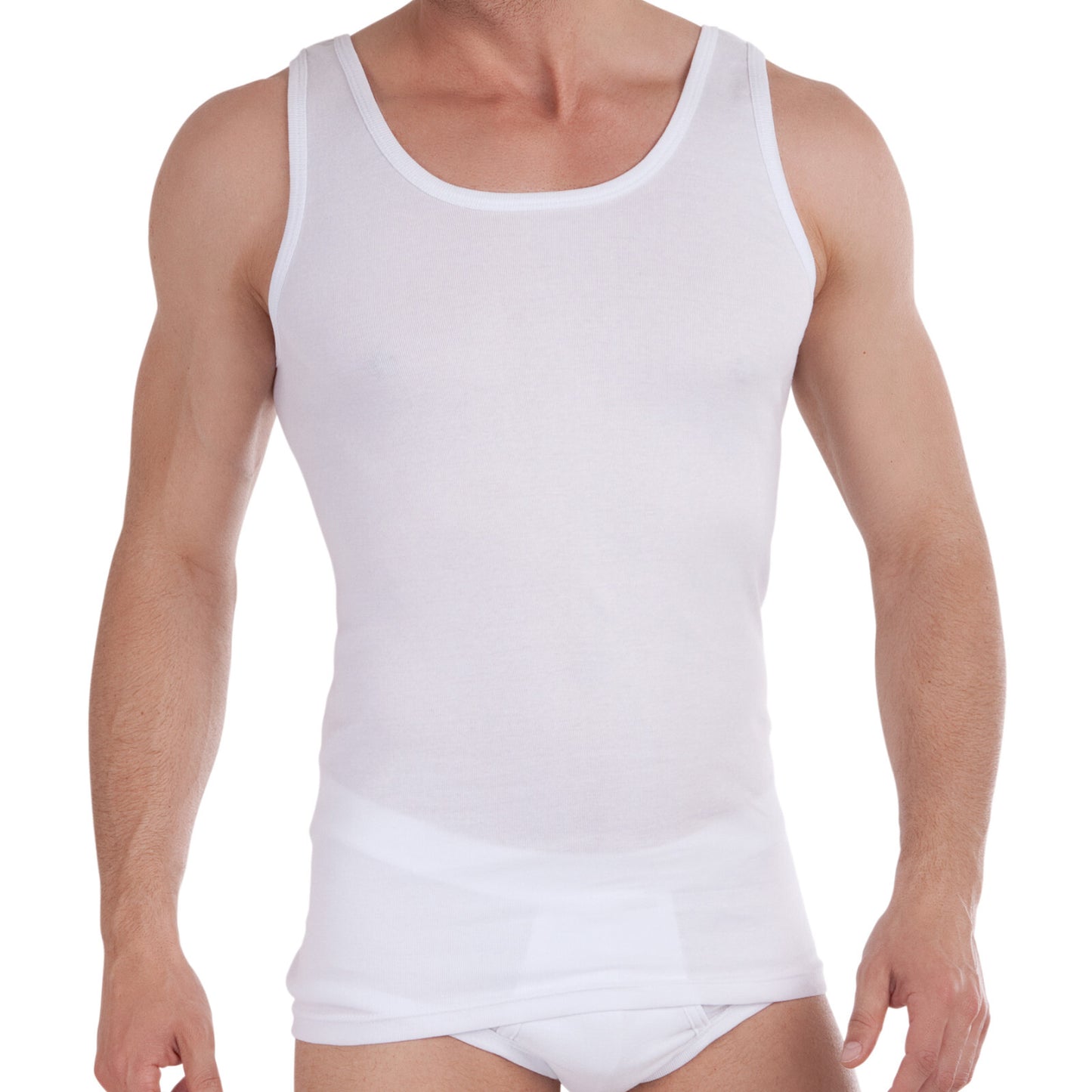 2er Pack Baumwolle Unterhemd Achselhemd Shirt ärmellos weiß  5/M-7/XL