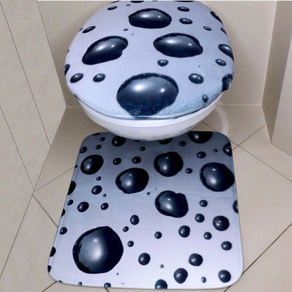 2-teiliges Set Badteppich Badgarnitur Teppich Badematte Toilettenbezug grau NEU