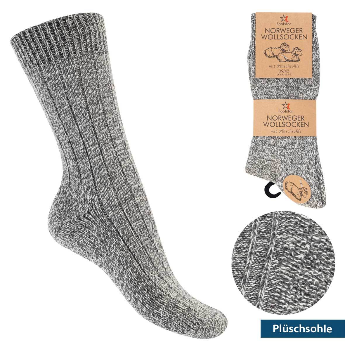 3-6 Paar Norweger Socken Wolle  Größen 39-46  Wintersocken Wollsocken Natur