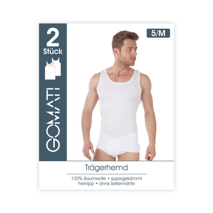 2er Pack Baumwolle Unterhemd Achselhemd Shirt ärmellos weiß  5/M-7/XL