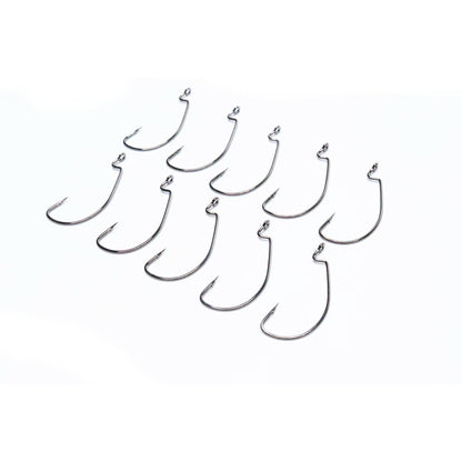 10 Stück Offsethaken Gummifisch Wide Gap Haken Raubfischhaken Jig hook mit Öse