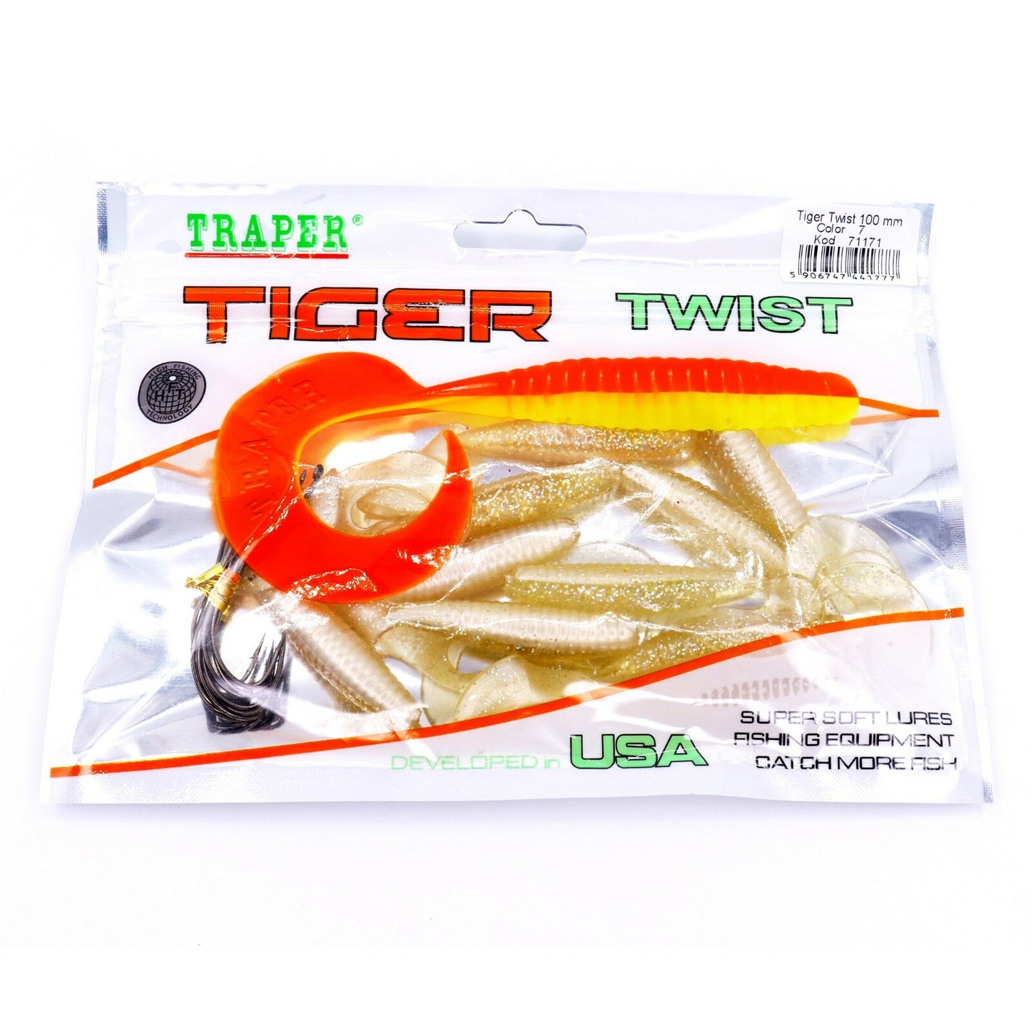 20tlg Angelset 10 Traper Twister+10 Jig haken Angeln Köder Gummifisch Schwarz