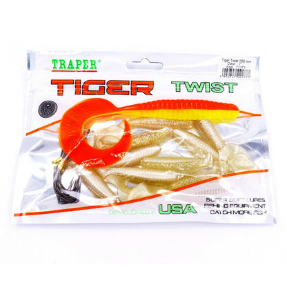 20tlg Angelset 10 Traper Twister+10 Jig haken Angeln Köder Gummifisch Schwarz