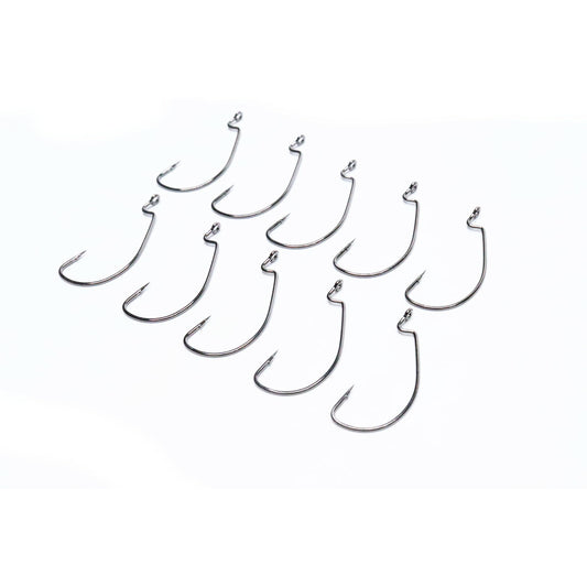 10 Stück Offsethaken Gummifisch Wide Gap Haken Raubfischhaken Jig hook mit Öse