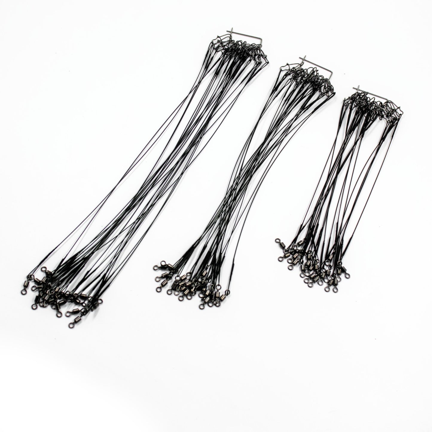 60 Stück Stahlvorfach – 15/20/25 cm Wirbel & Karabiner Raubfischvorfach