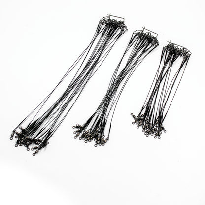 60 Stück Stahlvorfach – 15/20/25 cm Wirbel & Karabiner Raubfischvorfach