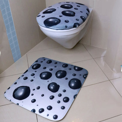 2-teiliges Set Badteppich Badgarnitur Teppich Badematte Toilettenbezug grau NEU