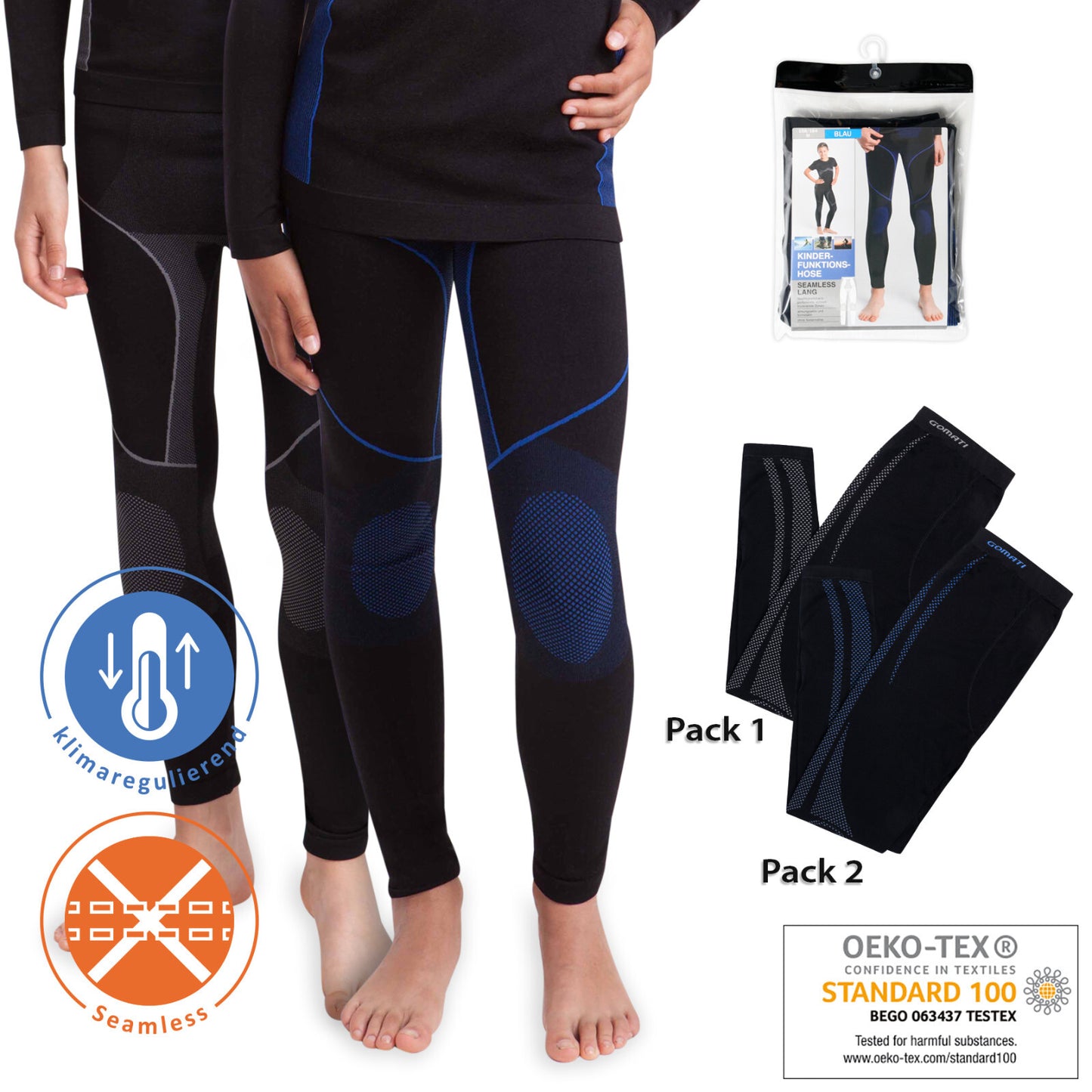 Kinder SKI Unterwäsche Set Funktionswäsche Seamless Unterhemd und Unterhose