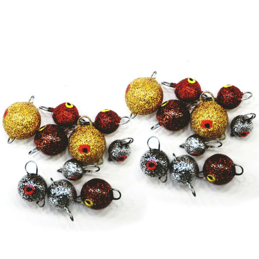 20-40 Stk handgemachte Jigkopf Set 3g-14g glitzer gold silber rot Cheburaschka