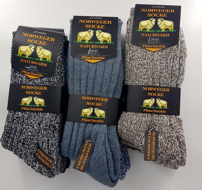 3-6 Paar Norweger Socken Wolle  Größen 39-46  Wintersocken Wollsocken Natur