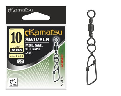 10 Stück | Kamatsu K-264 Karabiner mit Wirbel – Black Nickel, Japan Technology