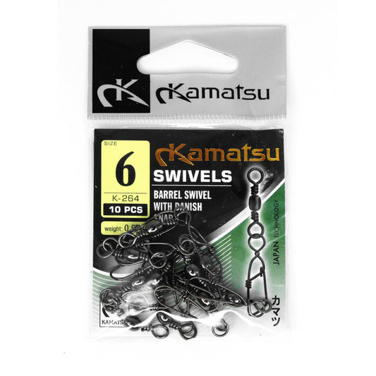 10 Stück | Kamatsu K-264 Karabiner mit Wirbel – Black Nickel, Japan Technology