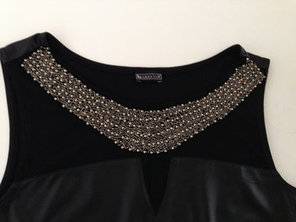 Top Damen Schößchentop schwarz Lederimitat Corsagen-Look NEU