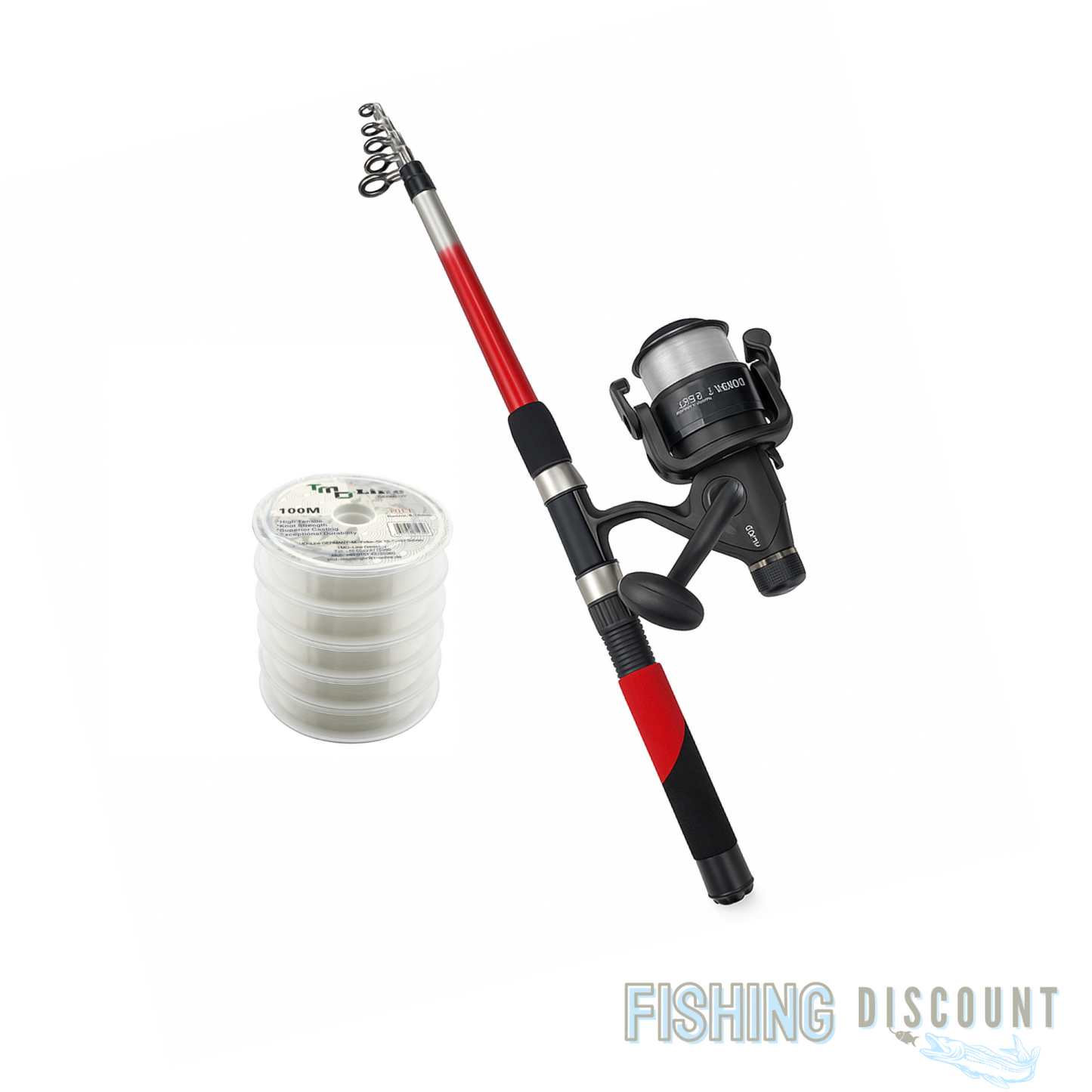 Set einer Teleskoprute mit Rolle und 500m Monofiler Schnur